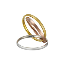 Fashion Three Pieces Three Color Interlaced Solid Brass Finger Rings for Jewelry